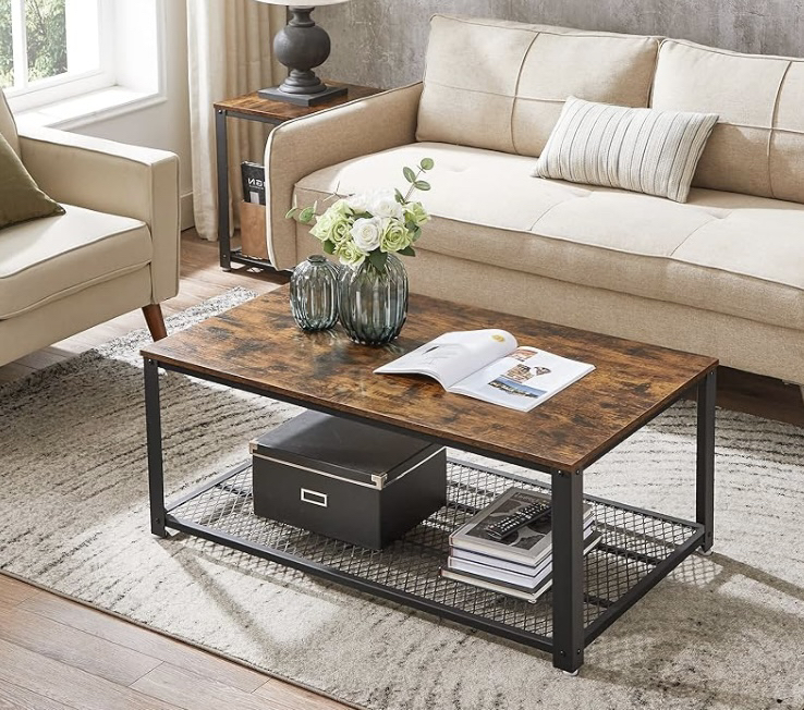 Rustic Brown Wood Coffee Table (Assembled)
