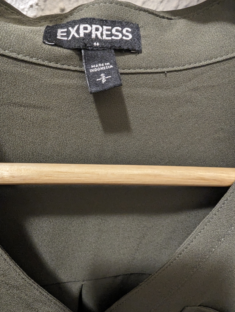 Express Army Green Buttoned-Down Blouse image indicator(2)