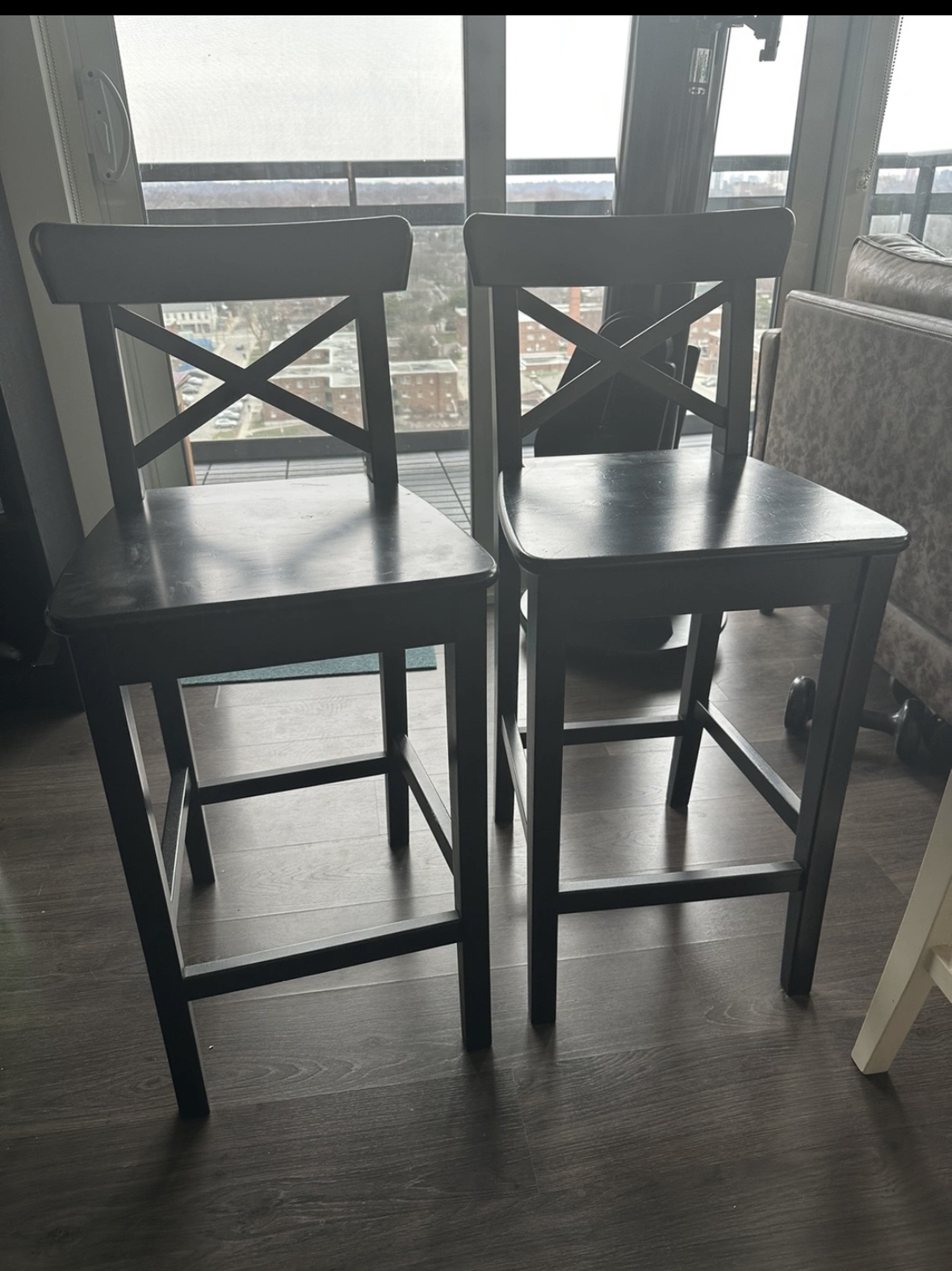 Bar Chairs, 2 Black & 2 White (ikea) thumbnail