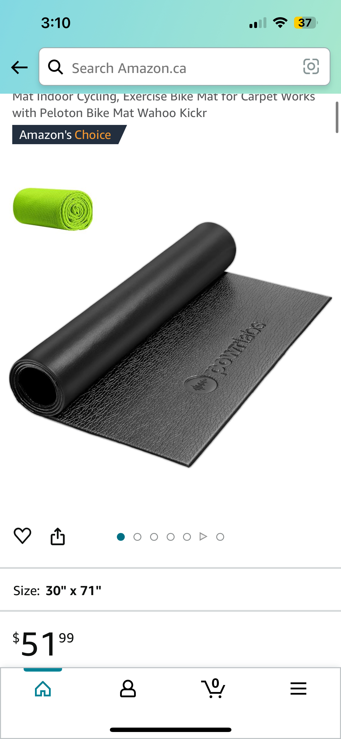 Exercise Mat, Stationary Bike Mat, Indoor Bike Mat (30x60")