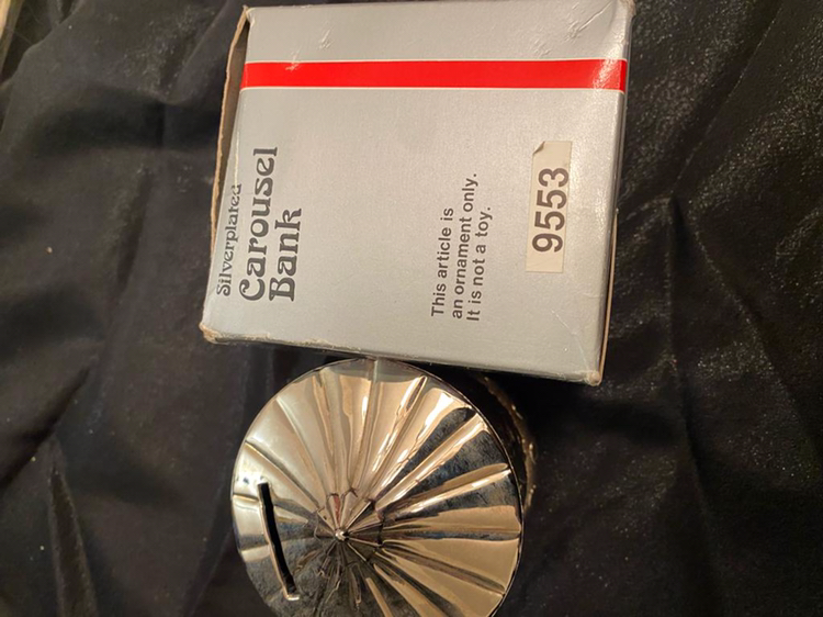 Silver Plated Carousel Money Bank - in box. image indicator(2)