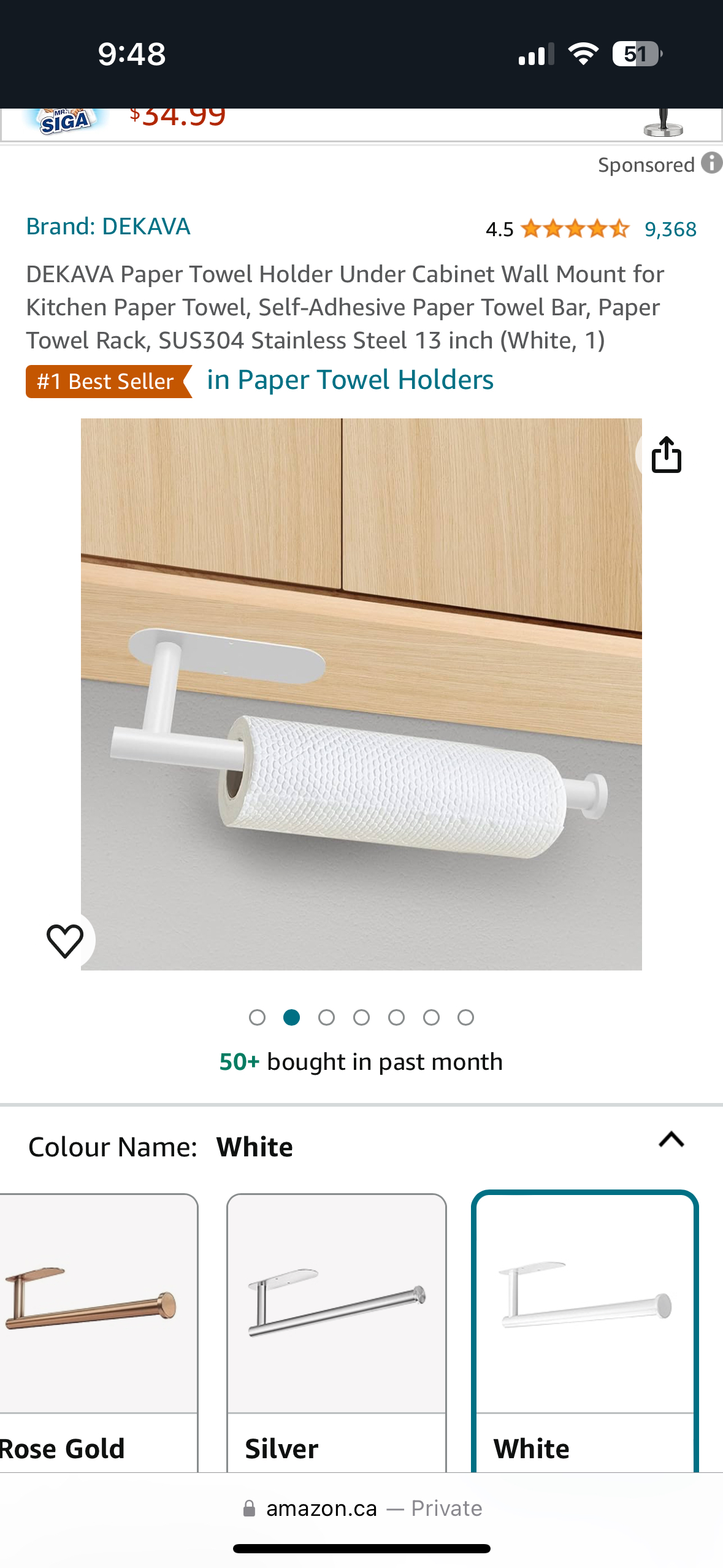 New* Paper Towel Holder Under Cabinet Wall Mount image indicator(2)