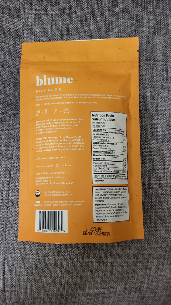 Blume Pumpkin Spice Powder Latte image indicator(2)