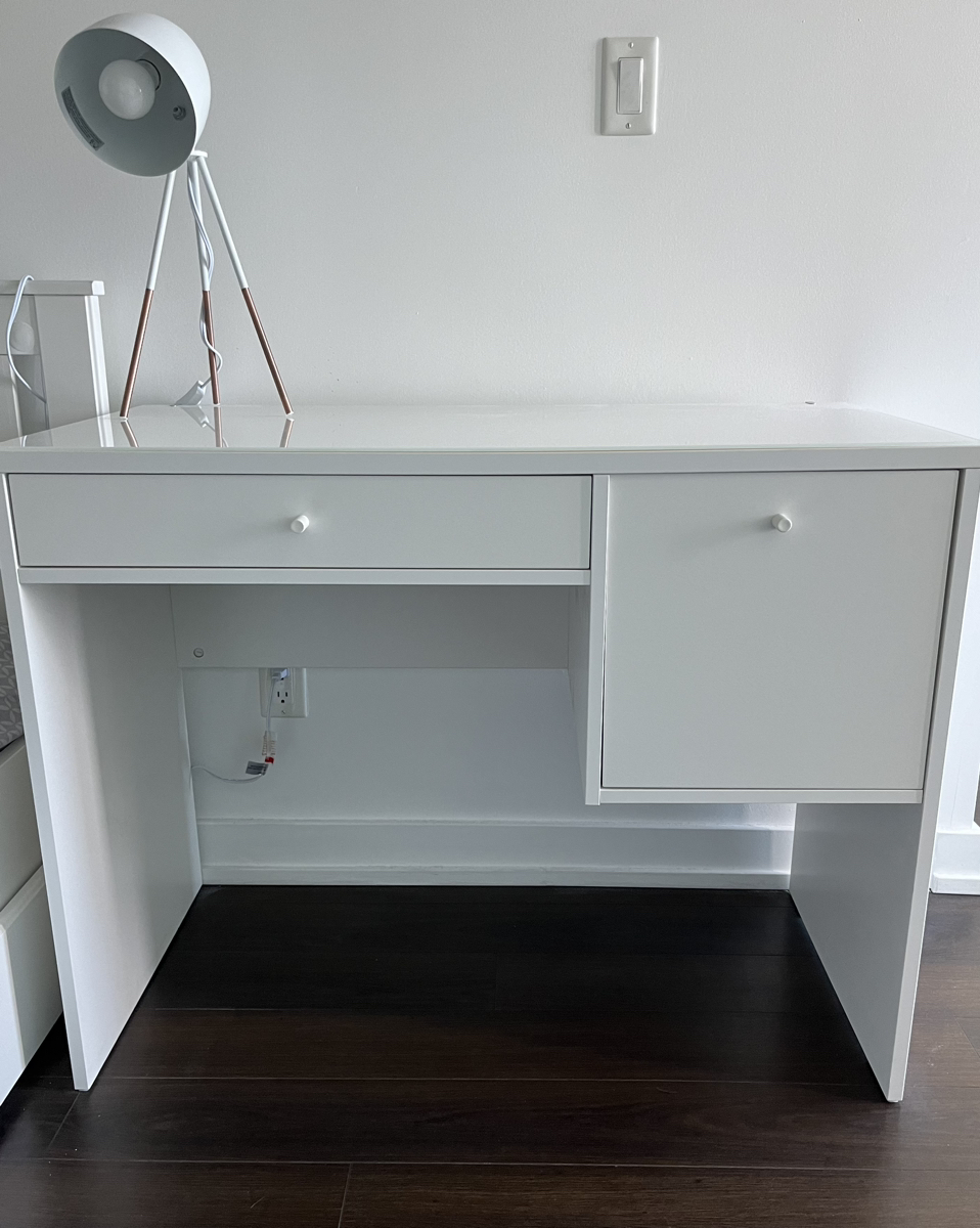 White desk with glass top for small spaces! - photo 4