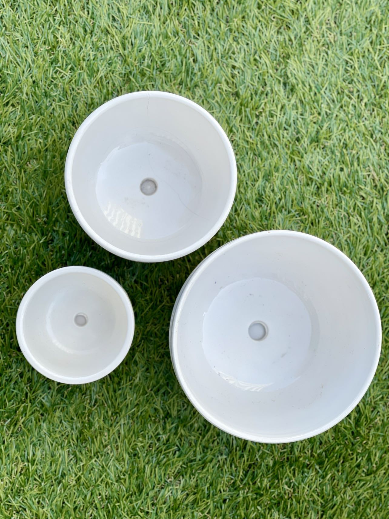 New Planting Pots Ceramic Glossy Off white, Nested Set Of 3 - photo 3