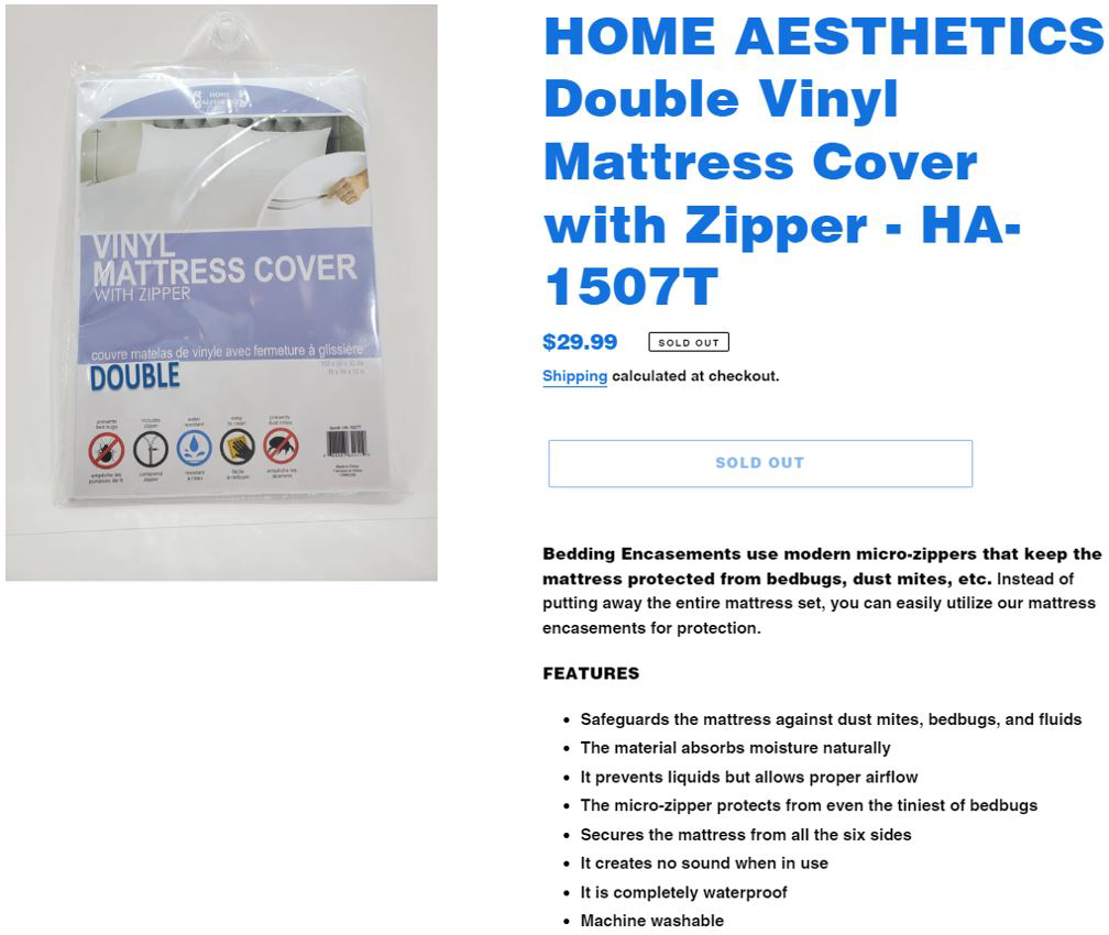 HOME AESTHETICS Vinyl Mattress Cover With Zipper, Double. 2 left thumbnail