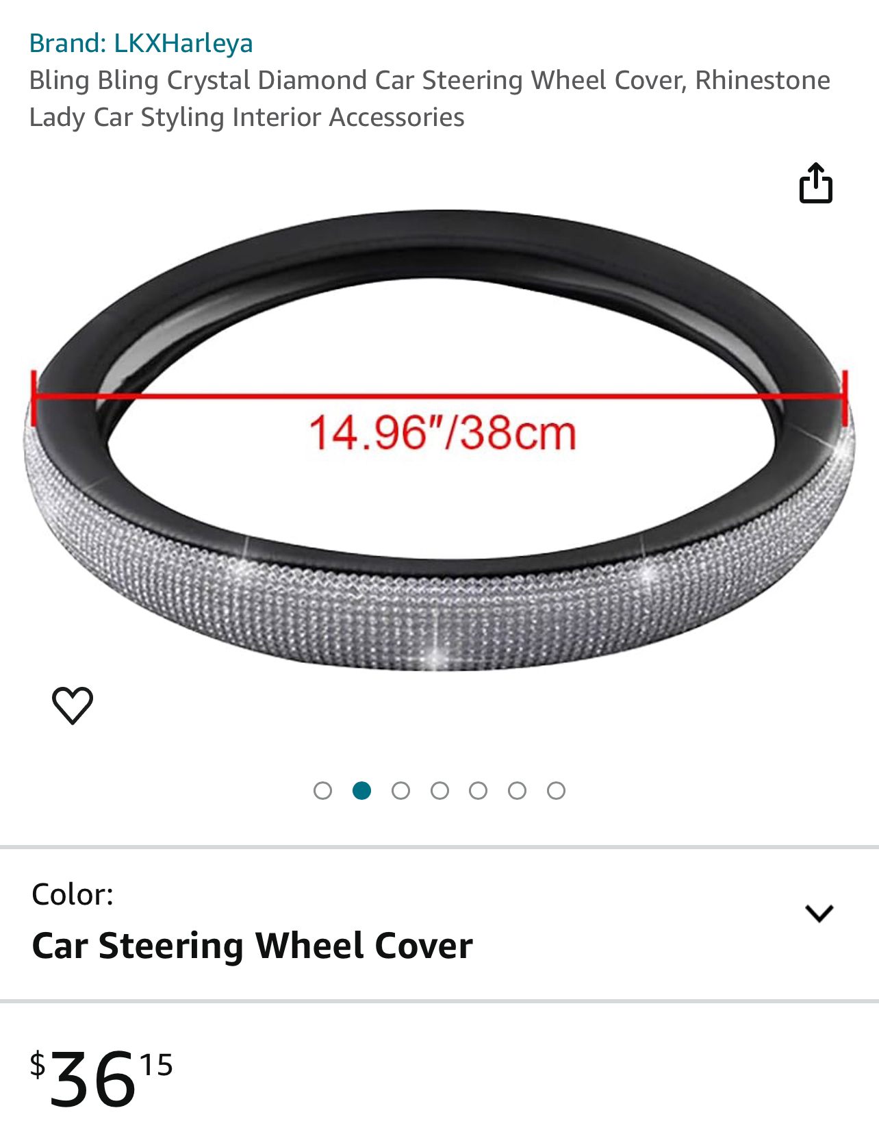 Diamond Leather Steering Wheel Cover with Crystal - photo 3