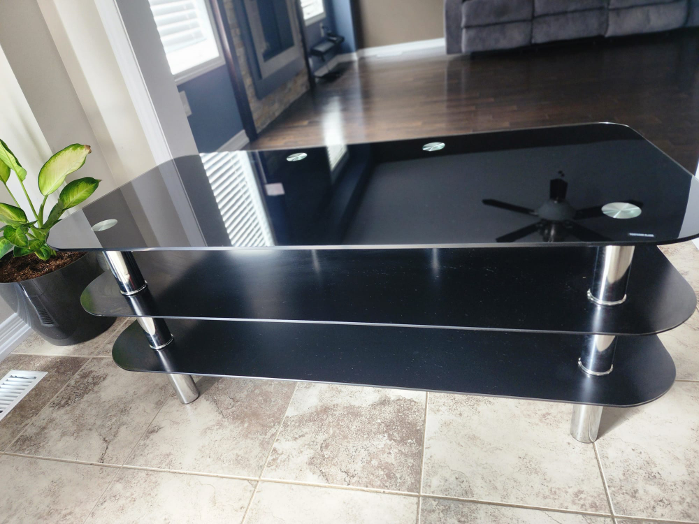Black Tempered Glass TV stand