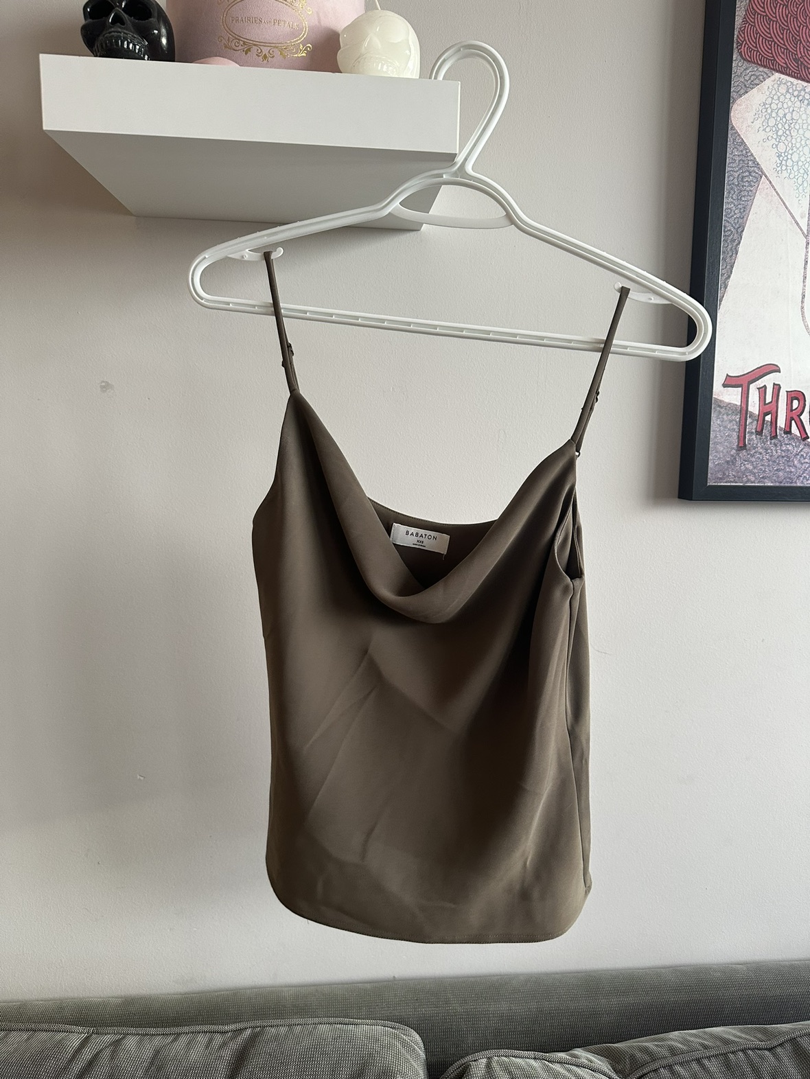 Babaton Taupe Cowl neck Blouse - XXS