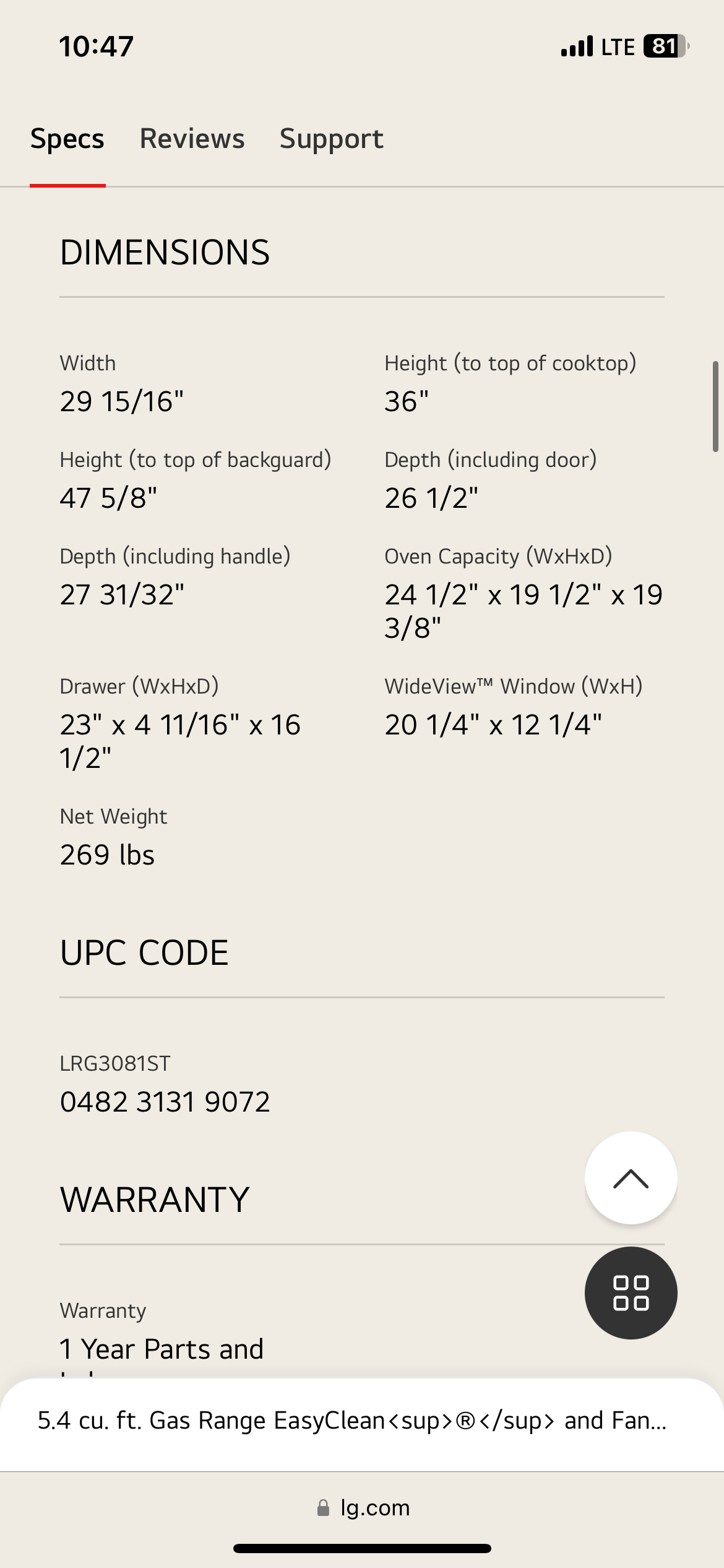 5.4 cu. ft. Gas Range EasyCleanu® and Fan Convection image indicator(7)