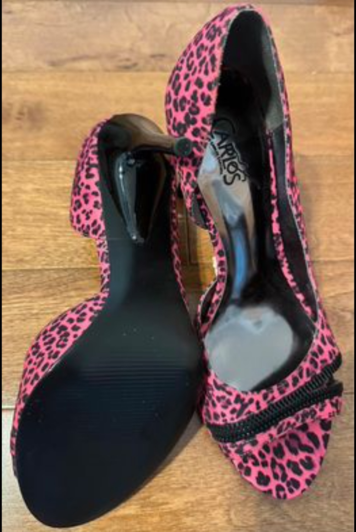 CARLOS SANTANA Shoes High Heels Size 6 M Pink Leopard Satin. - photo 2