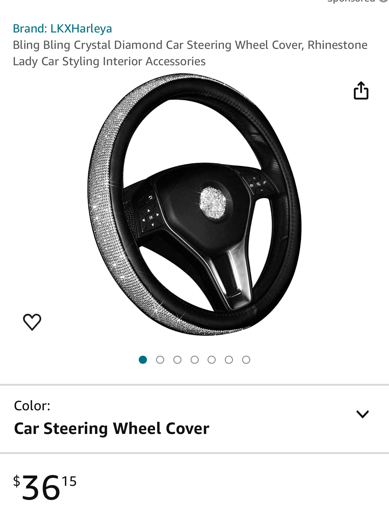 Diamond Leather Steering Wheel Cover with Crystal - photo 4