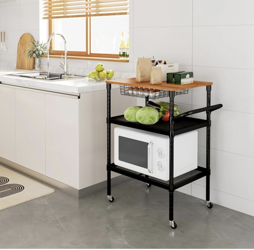 Kitchen Cart on Wheels with Storage, 3-Tier - photo 4