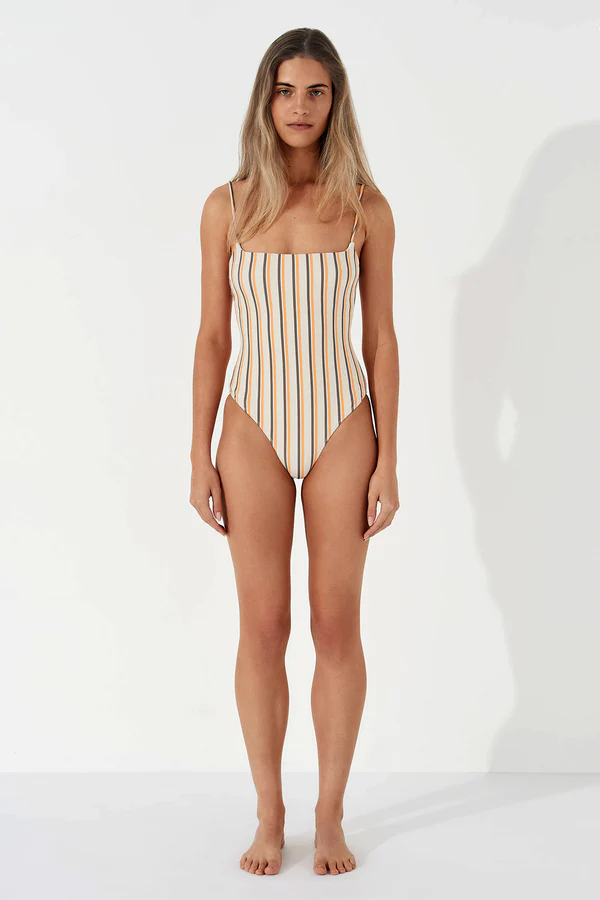 Zulu & Zephyr The Licorice Stripe Ribbed One Piece Swimsuit US 4 - photo 2