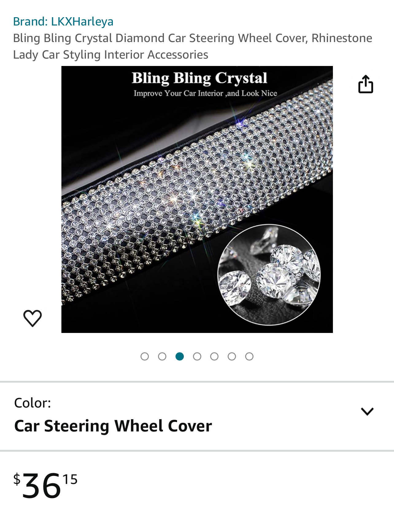 Diamond Leather Steering Wheel Cover with Crystal - photo 5