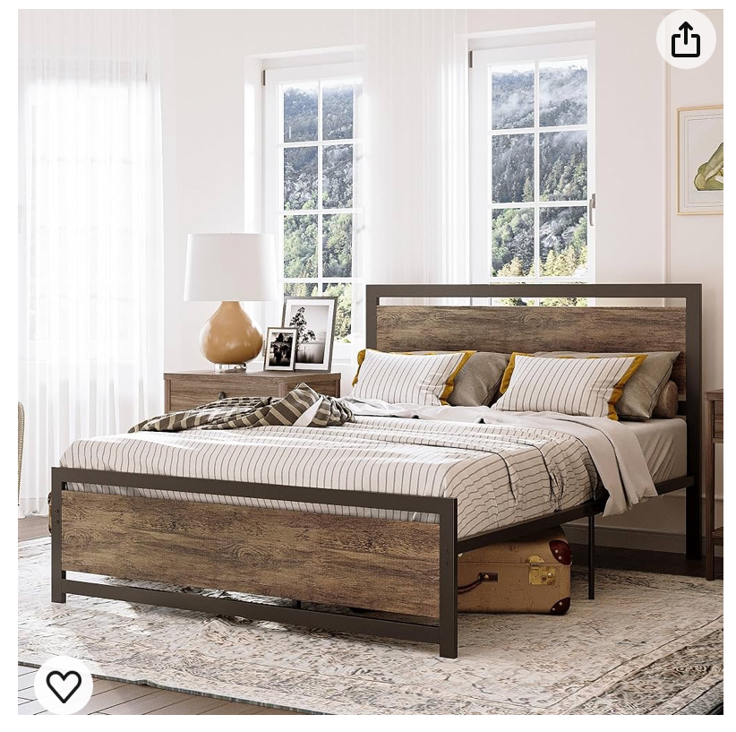 Rustic brown queen size bed frame - photo 2