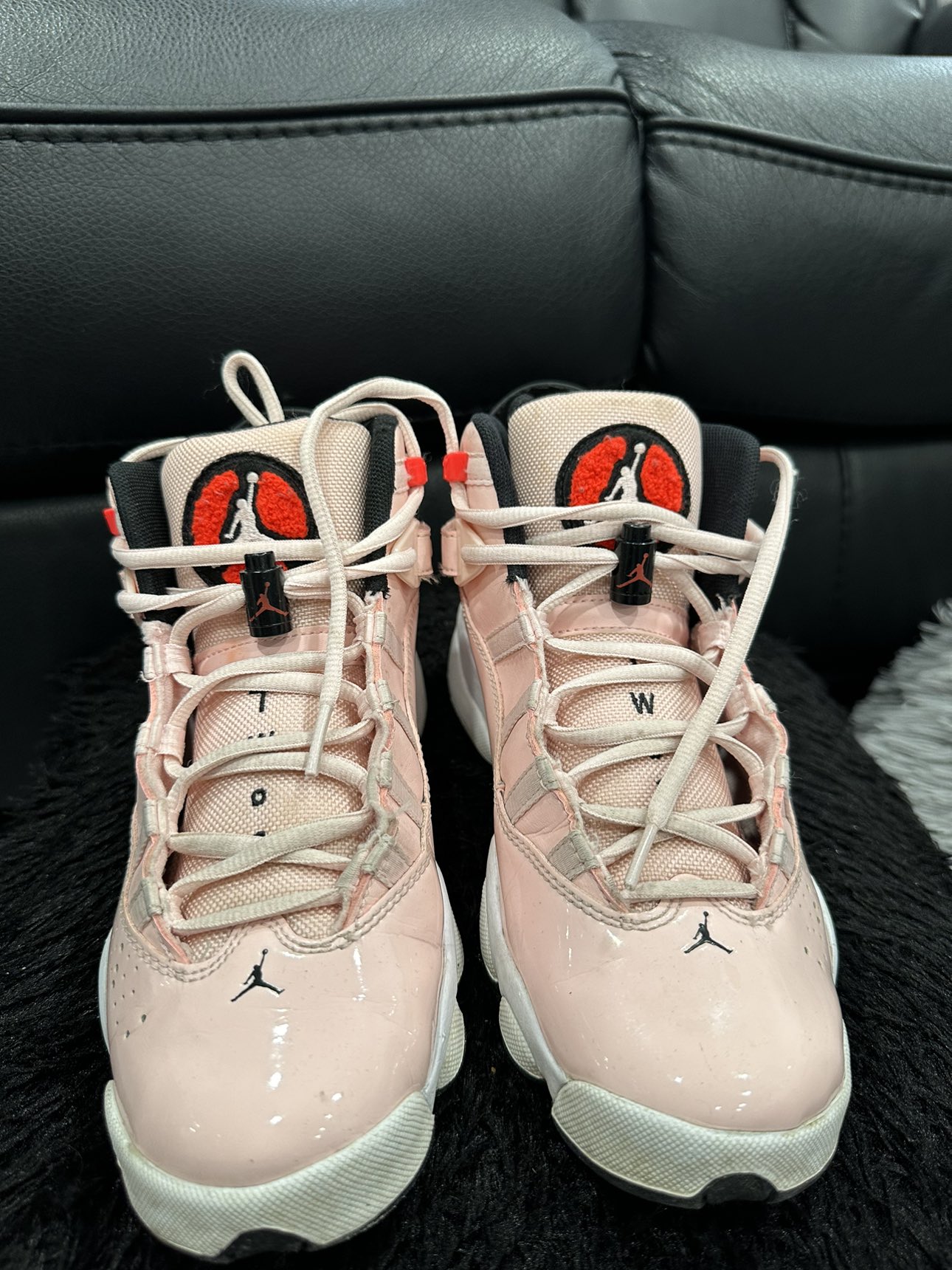 Air Jordan 6 Rings Atmosphere Pink Sneaker, Size 7Y