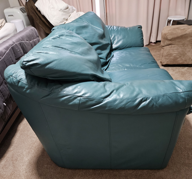 2 Seater Leather Green Couch - photo 3