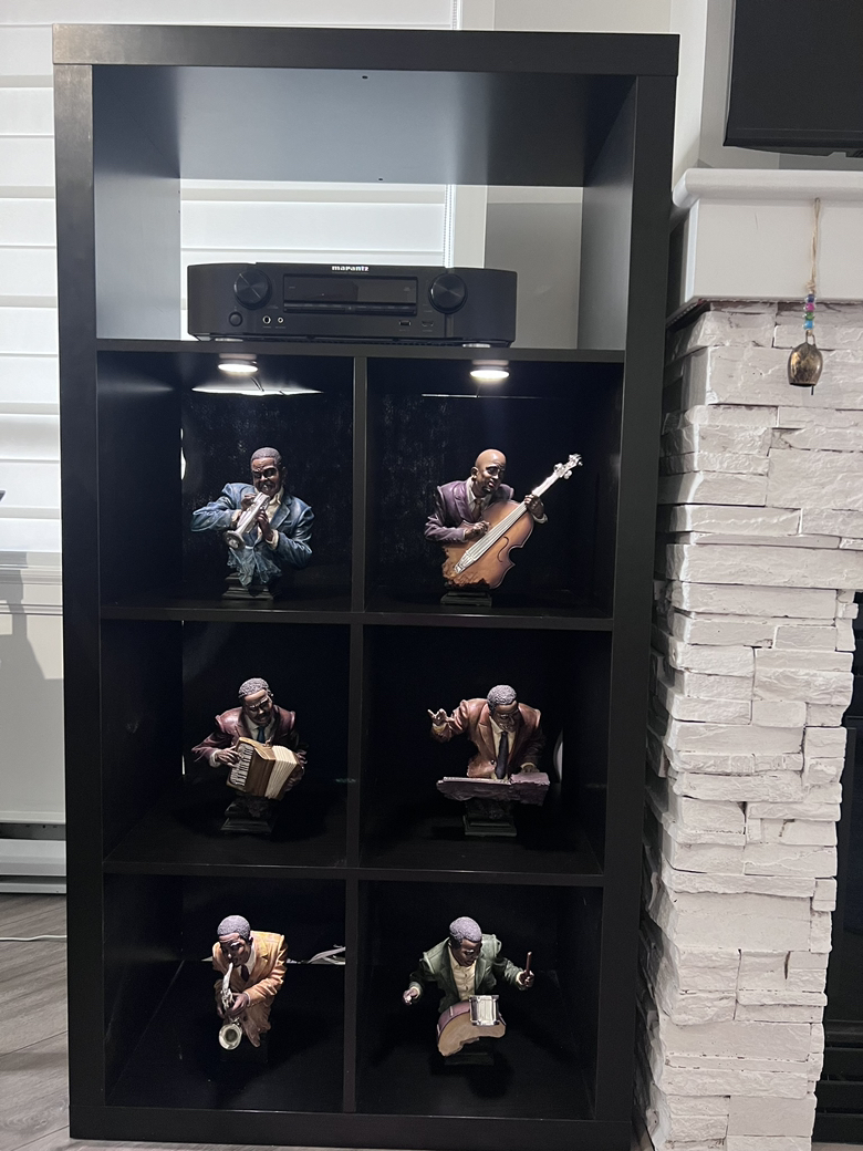IKEA Kallax unit with led puck lights