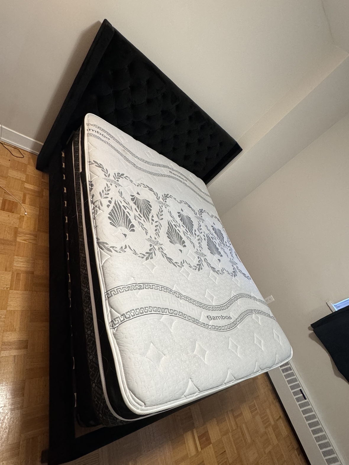 Queen Bed set (mattress, box, frame) - Moving Sale! thumbnail