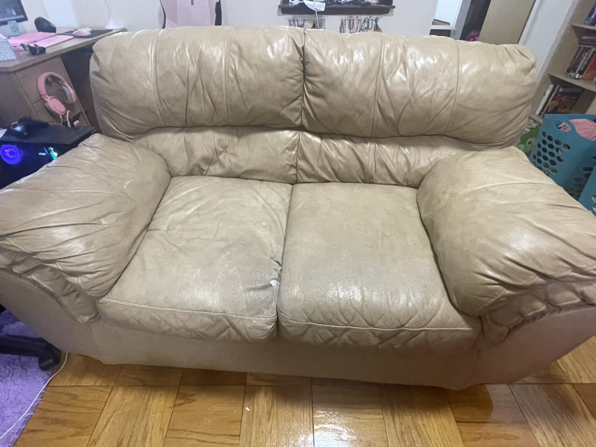 Leather couch loveseat