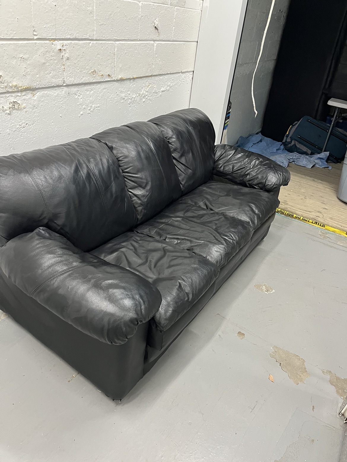 One black leather couch 180$