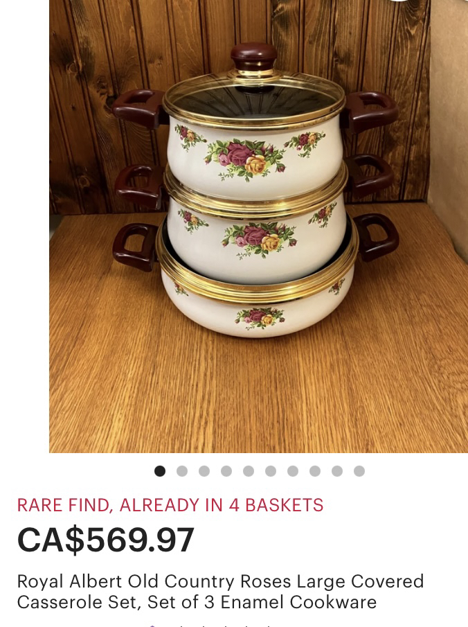 Royal Albert old country roses set of 3 cookware