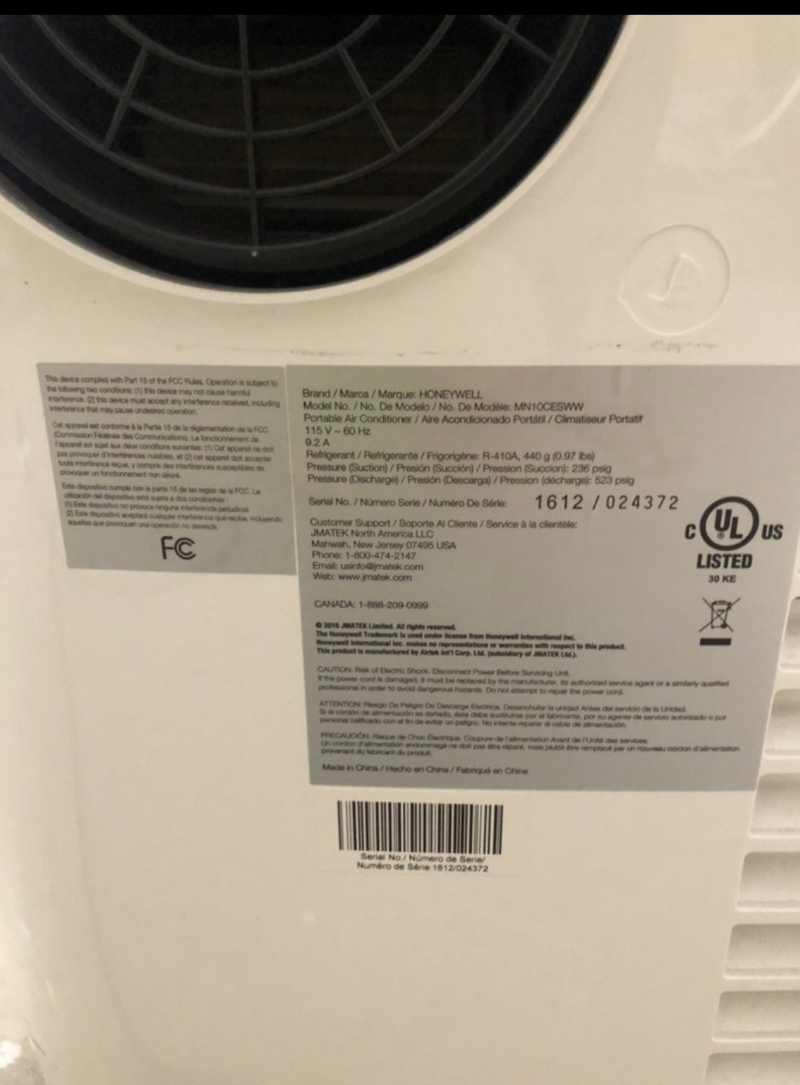 Honeywell Portable Air Conditioner - photo 4