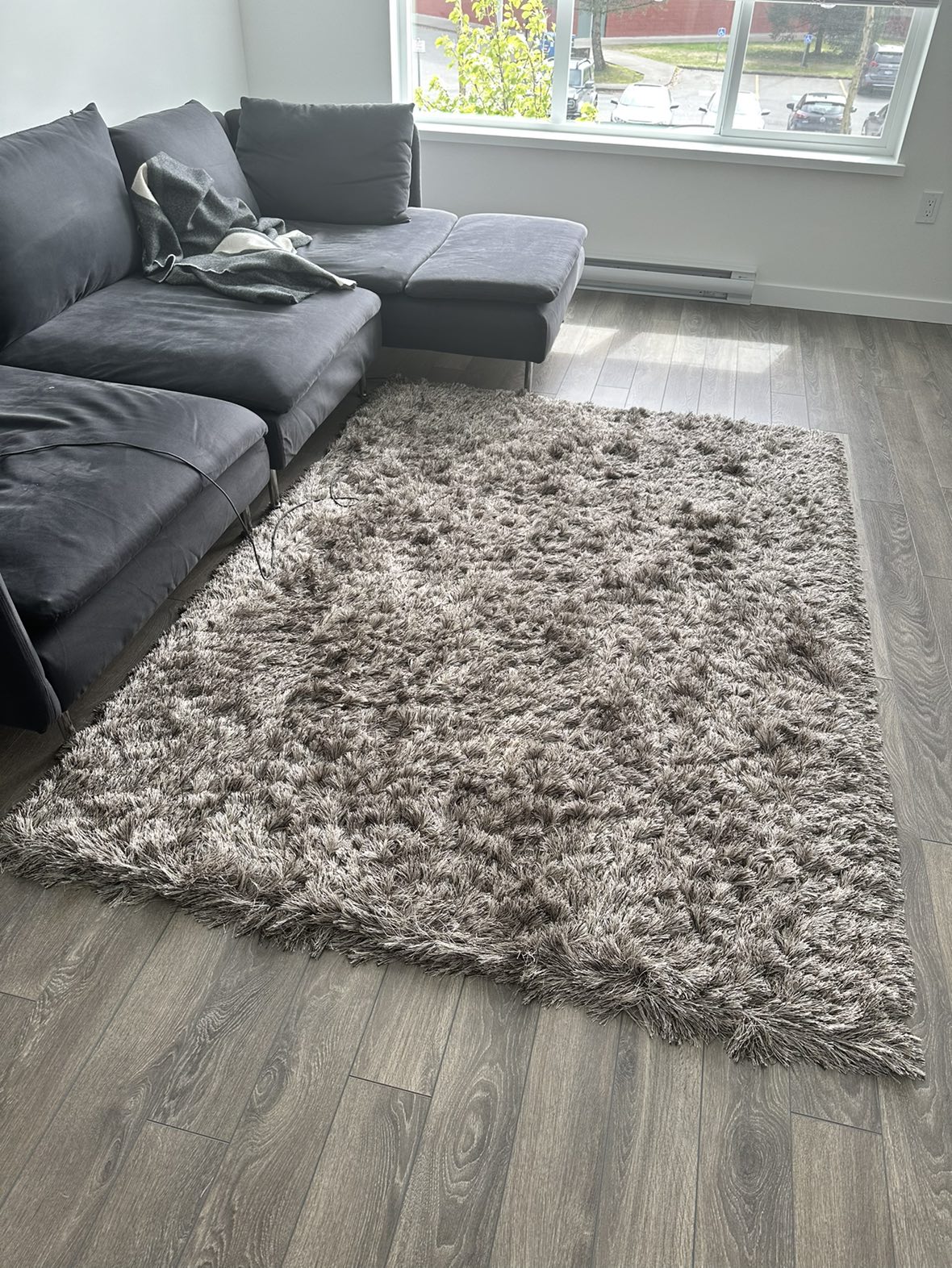 Hand Tufted Solid Color Rug - Brown/Beige
