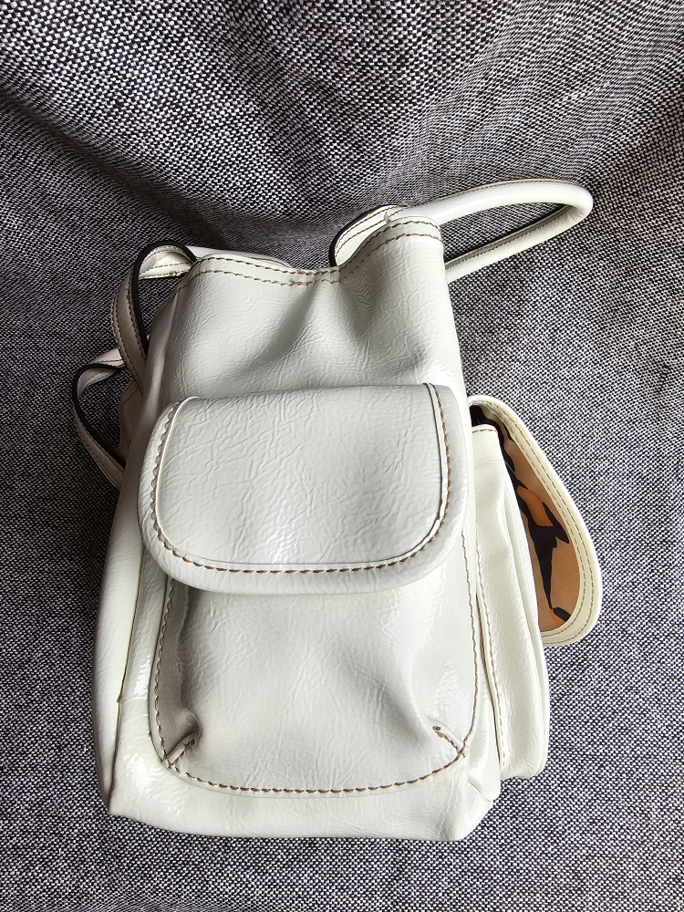 Vintage White And Leopard Franco Sarto Artisinal Italian Purse image indicator(6)