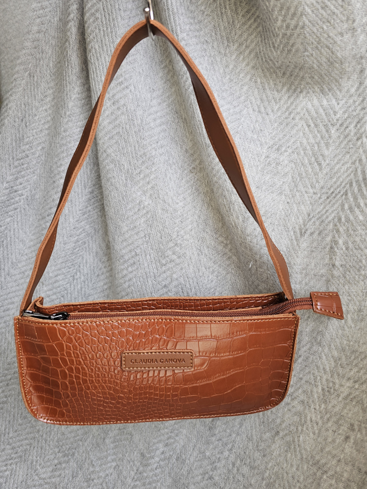 Claudia Canova Light Brown /Copper Faux Alligator Shoulder purse image indicator(5)