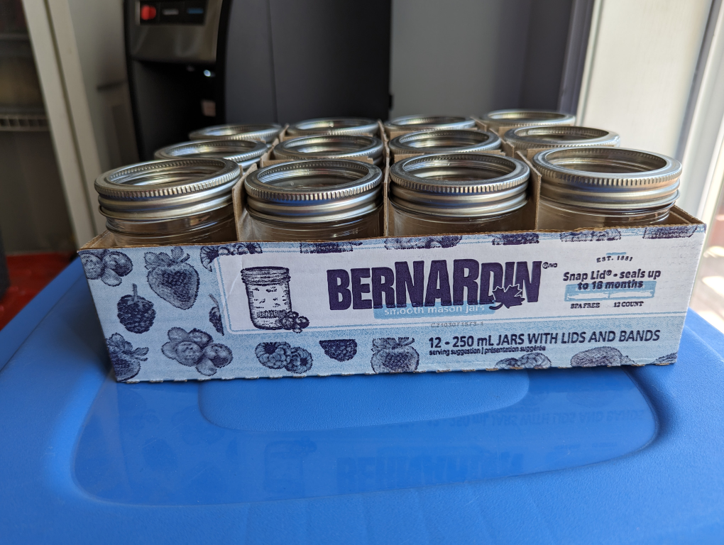 One Dozen 250 ml Canning Jars with Rings