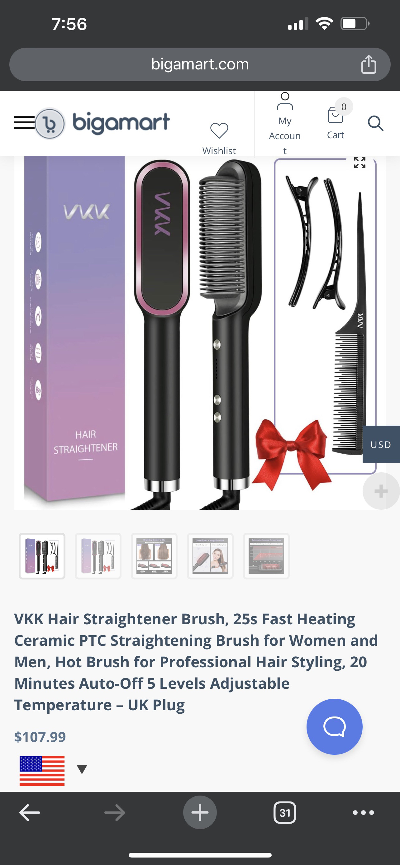 VKK Hair Straightener Brush Hair Straightener image indicator(7)