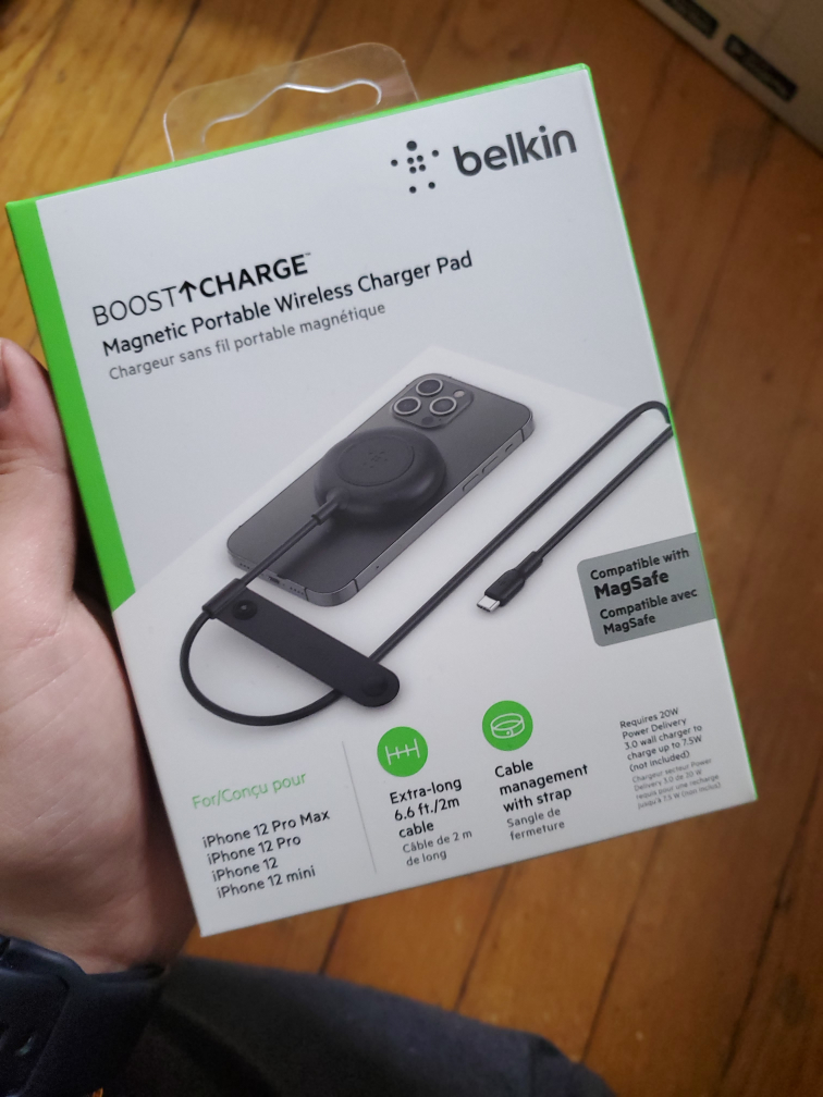 NEW belkin magnetic  portable wireless charger pad iphone thumbnail