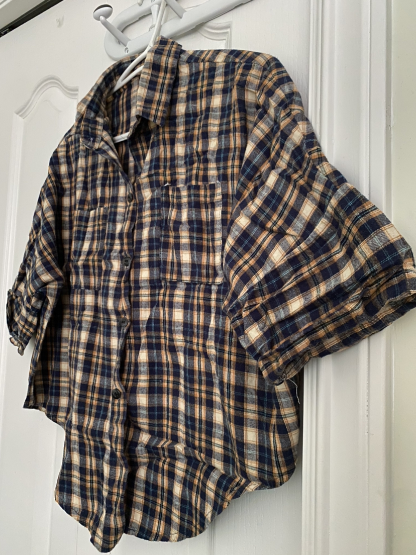 Drop Shoulder Patch Pocket Crop Shirt| size M - photo 3