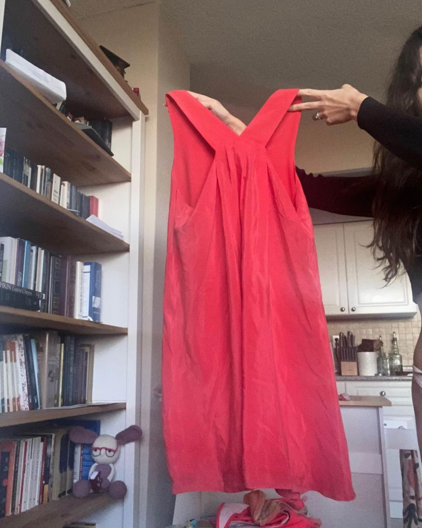 100% Silk Red Dress image indicator(4)