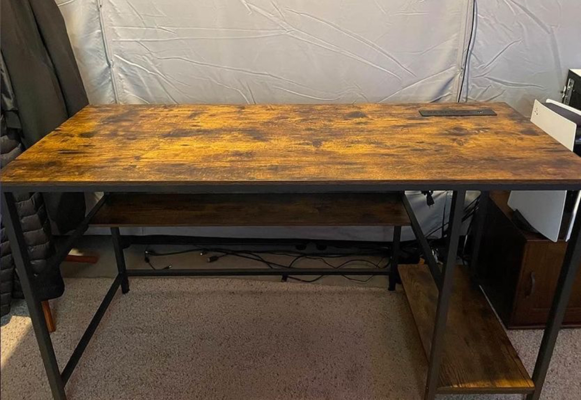 Computer table 55” with Power Outlet & Storage shelves. thumbnail