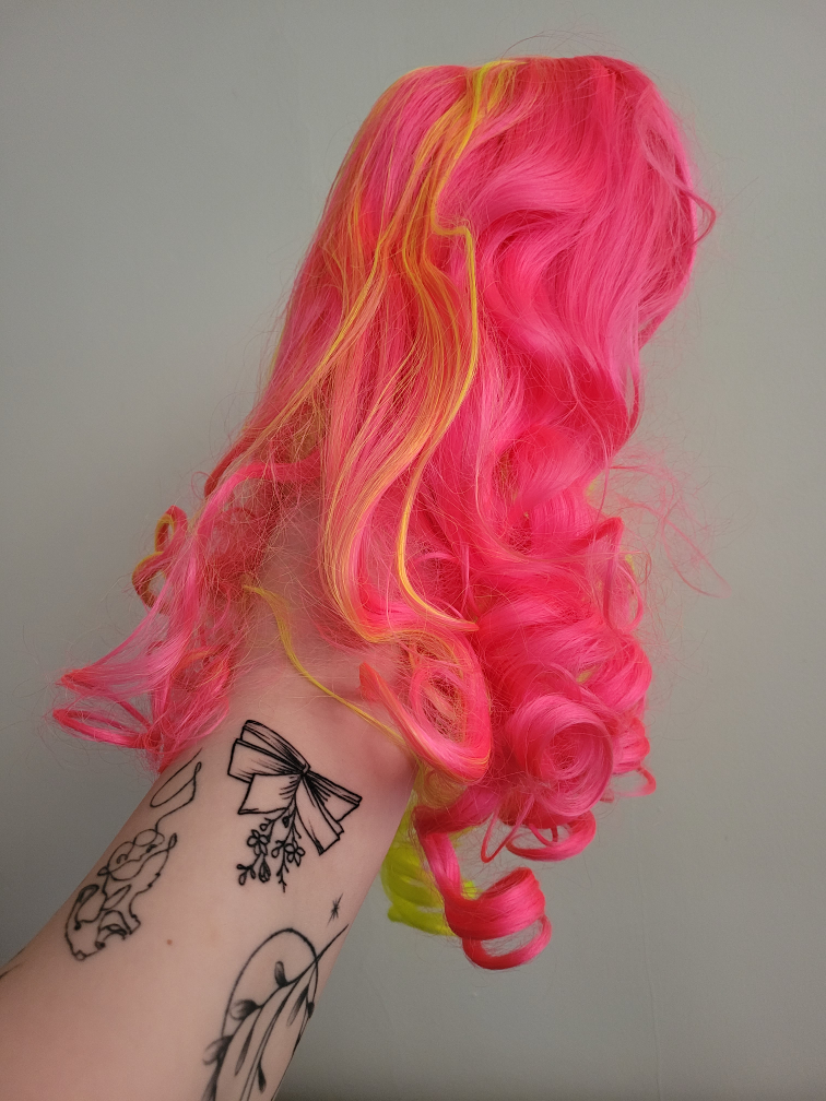 NEW synthetic split colour neon wig image indicator(9)