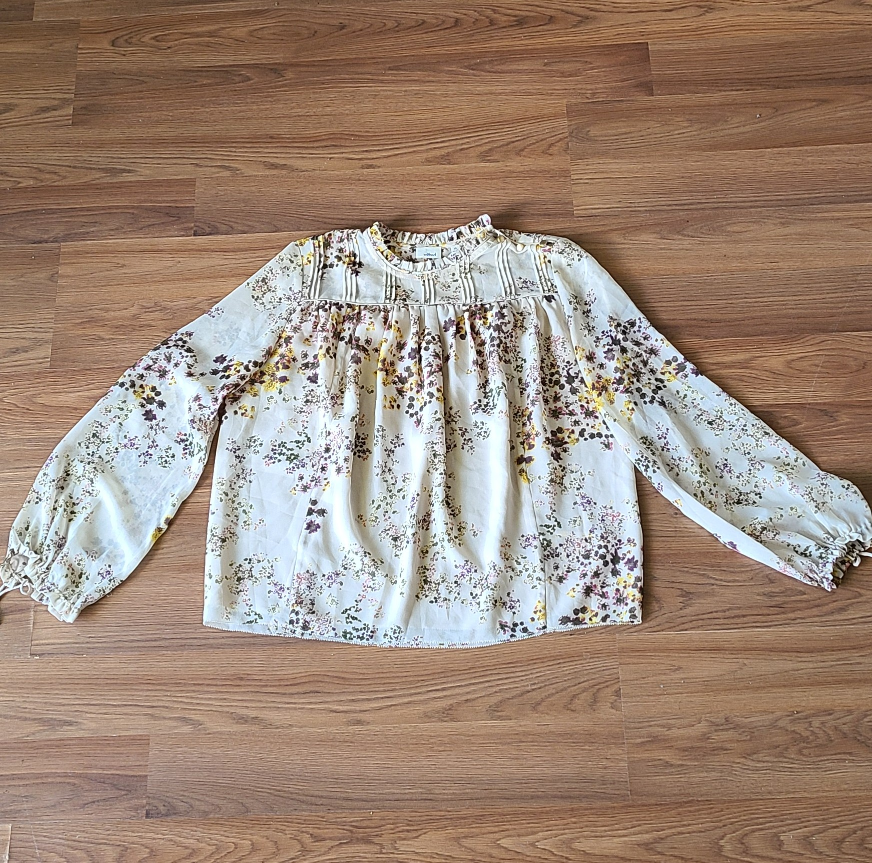 Aritzia Wilfred Lourdes Blouse floral print gold buttons sz XS - photo 3