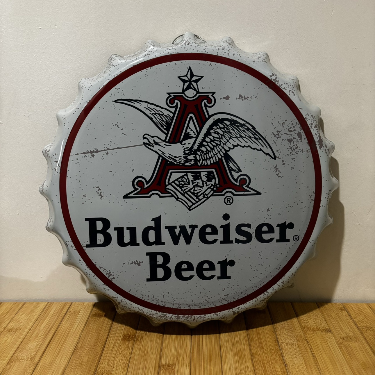 Budweiser Beer Metal Bottle Cap Sign thumbnail