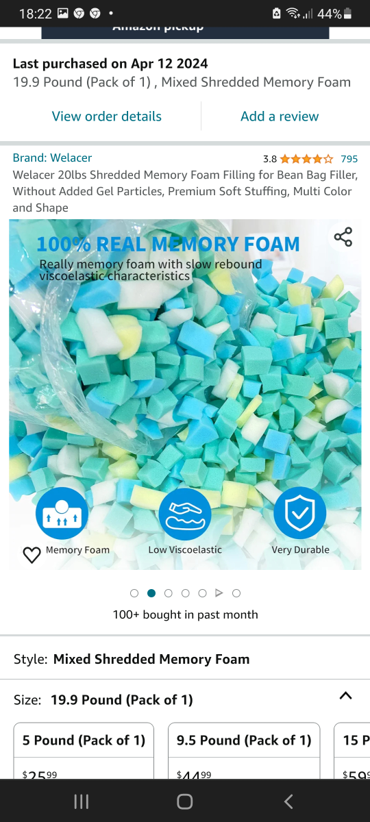 Shredded memory foam filling 10 LB - photo 3