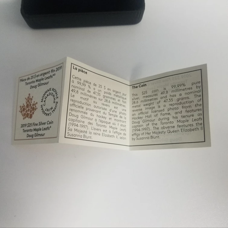 2019 $25 Toronto Maple Leafs: Doug Gilmour Pure Silver Coin image indicator(4)