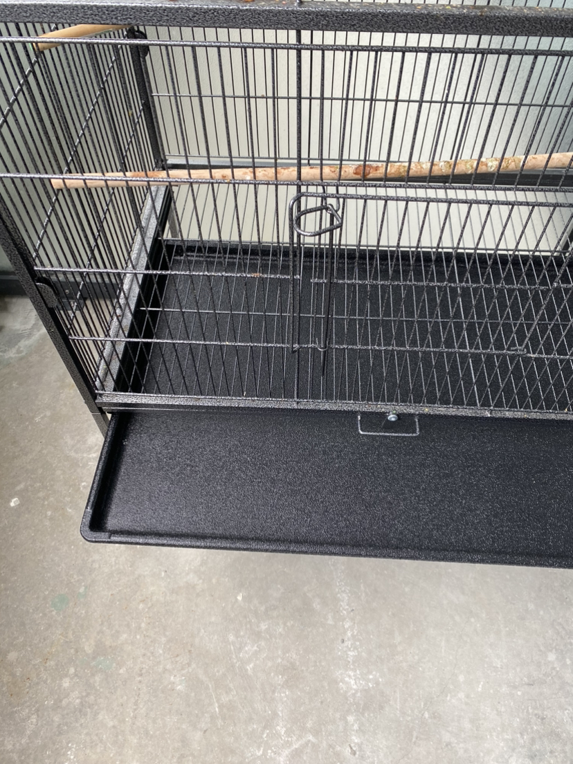 Bird cage - dark metal large on wheels great shape image indicator(6)