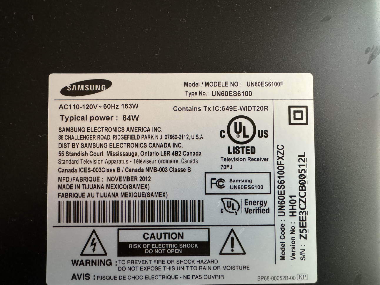Samsung 60” lcd - photo 2