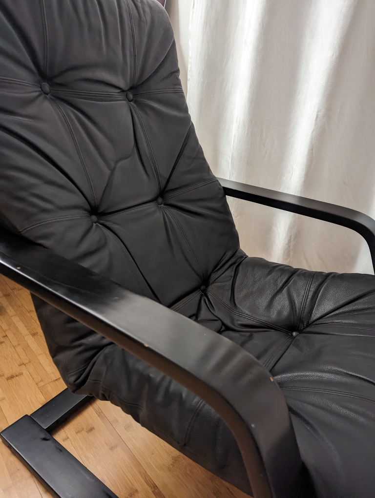 GENUINE black leather chair - photo 2
