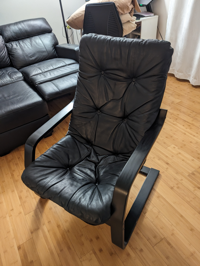 GENUINE black leather chair - photo 3