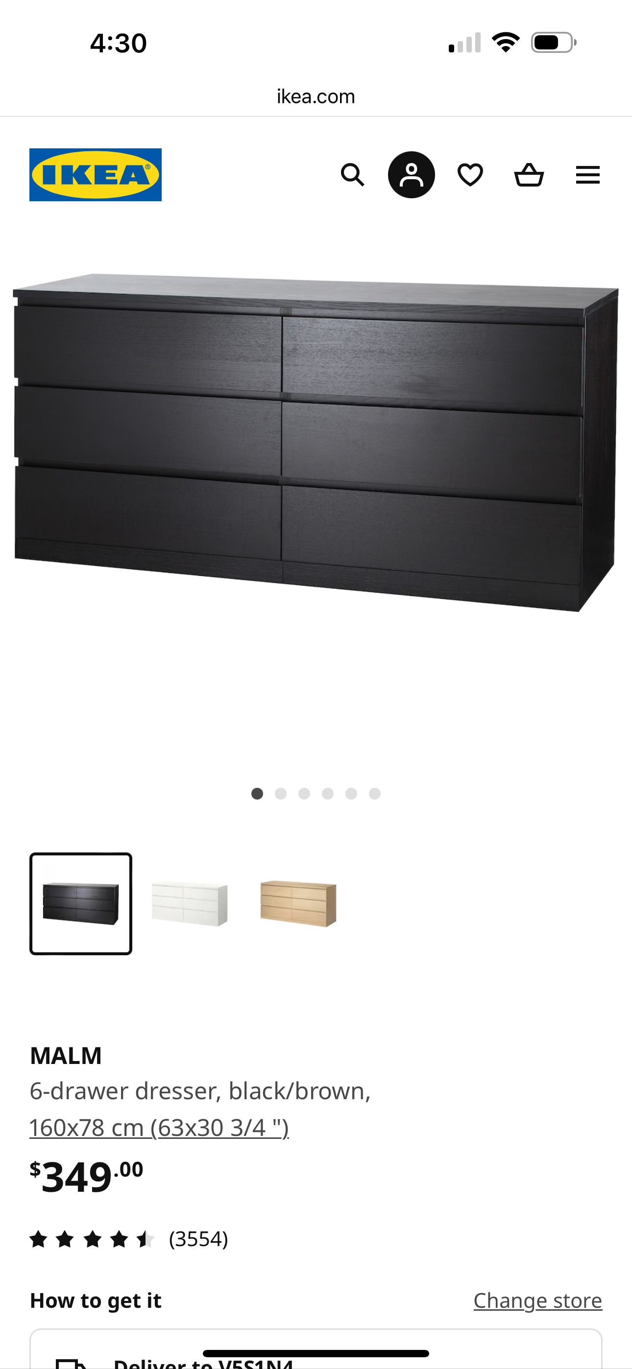 IKEA Malm 6 drawer dresser - photo 3