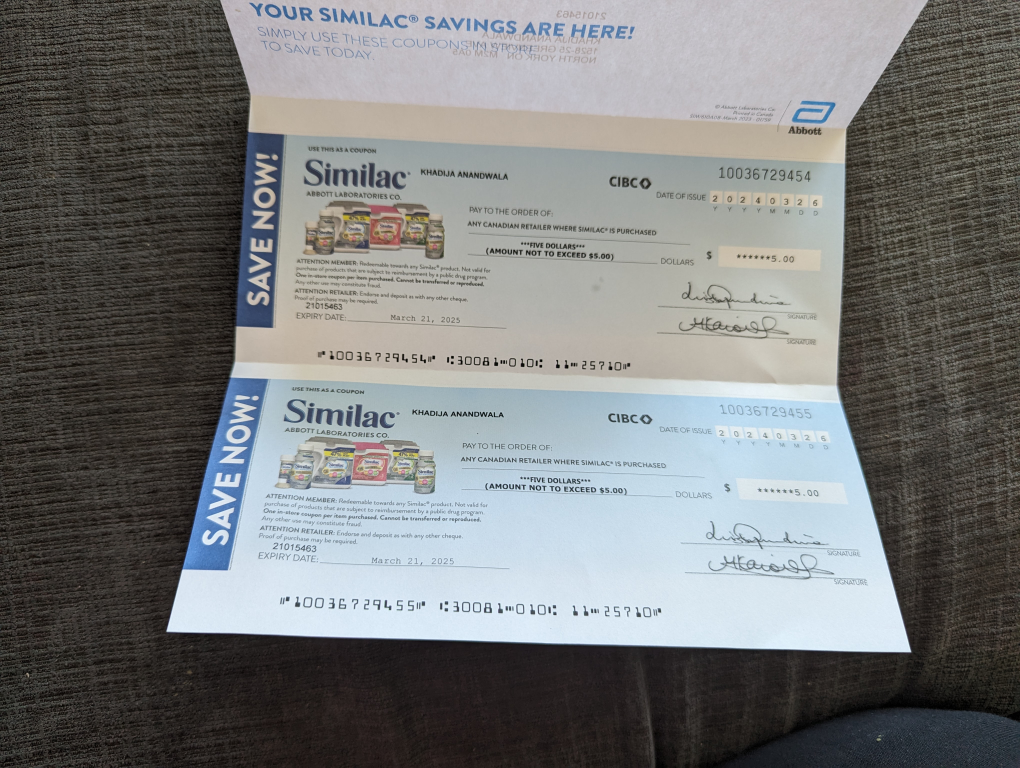 similac cheque