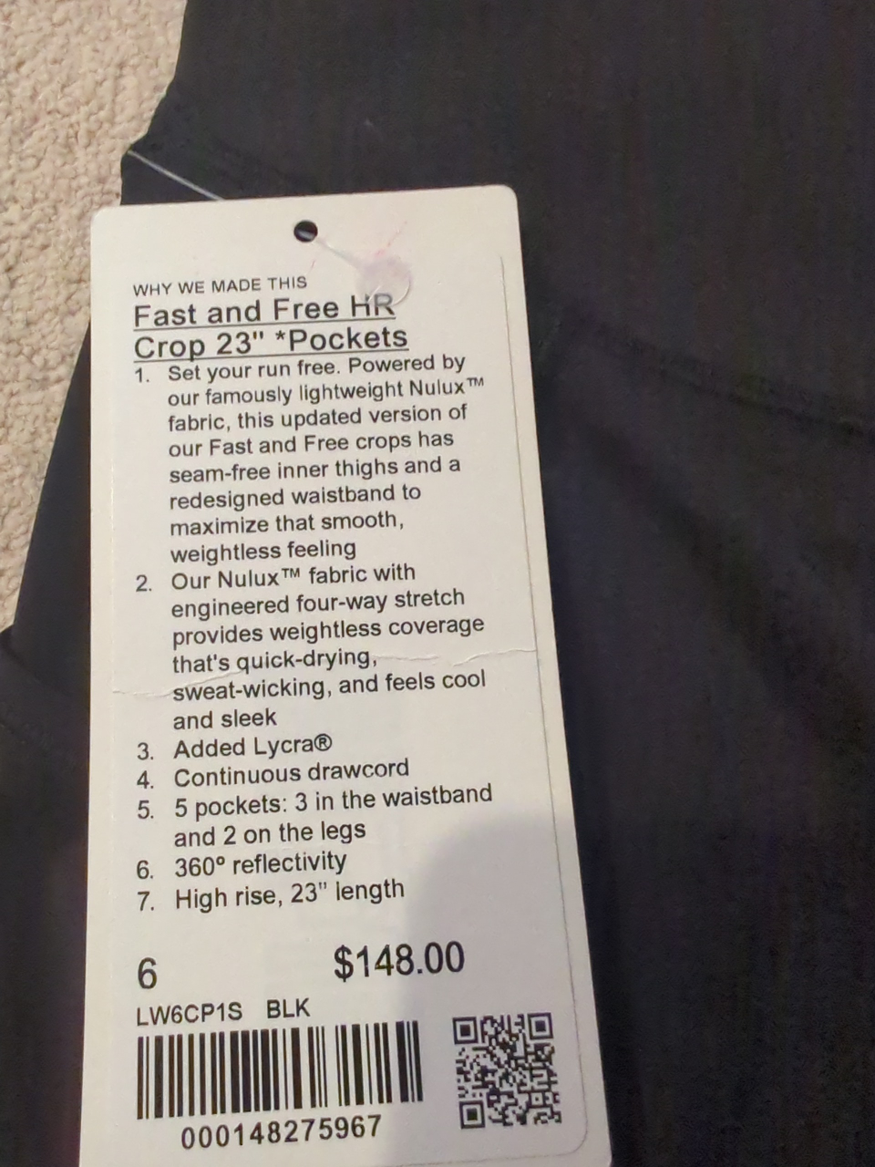 LULULEMON size 6 Fast and Free High-Rise Crop 23" - photo 2