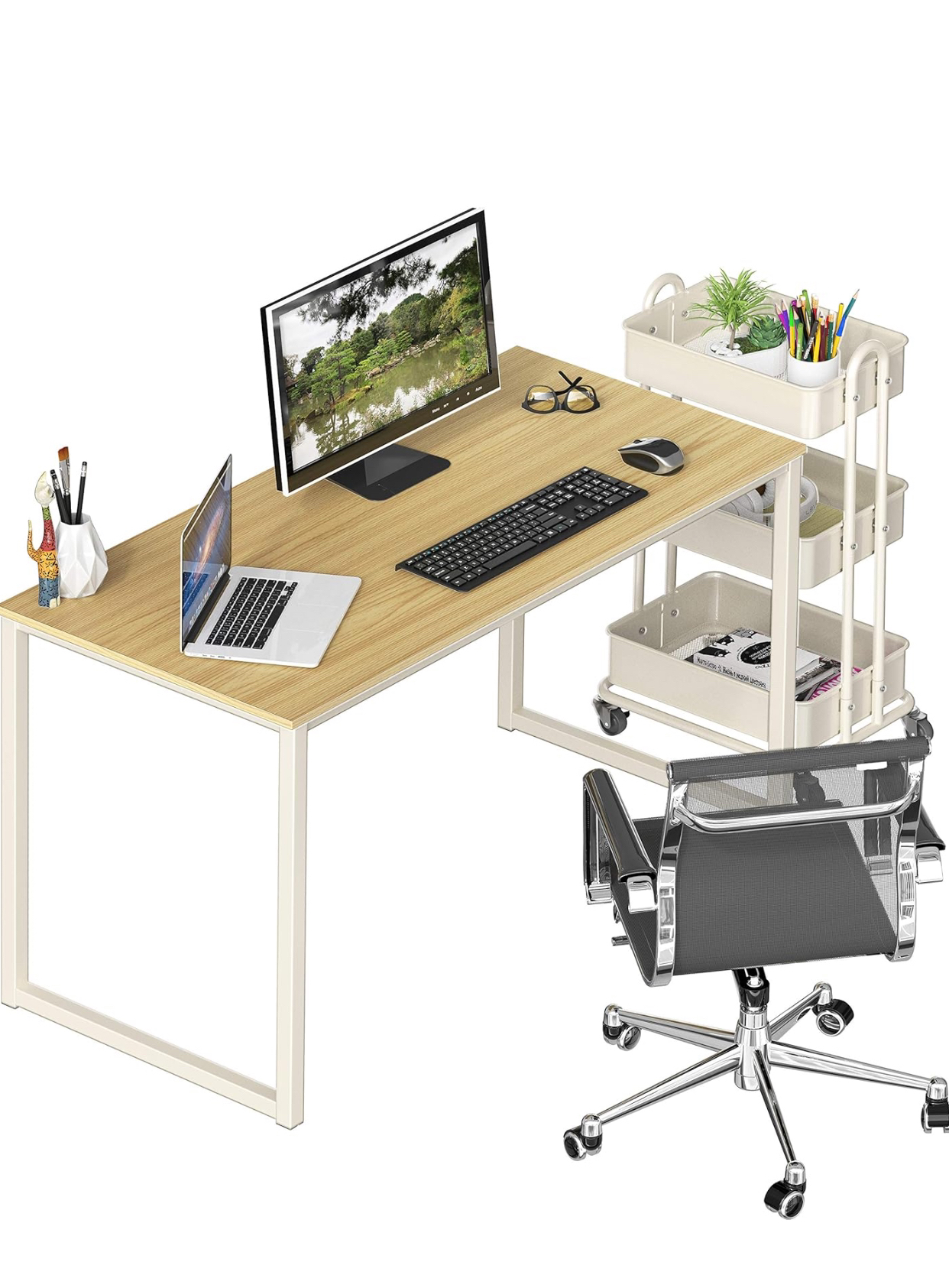 Home Office 48-Inch Computer Desk, White/Oak - photo 4